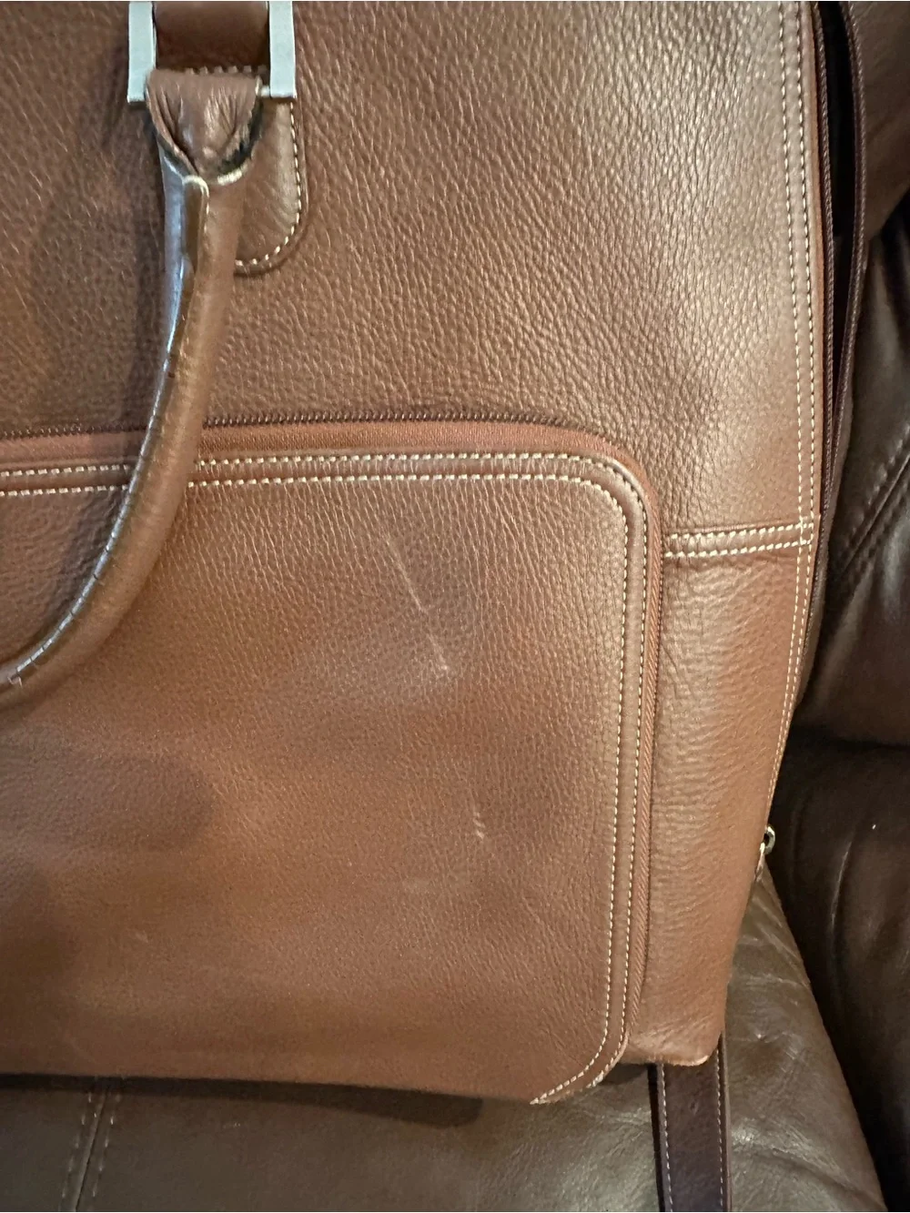 Levenger Men's Leather Satchel/Briefcase in Tan Brown